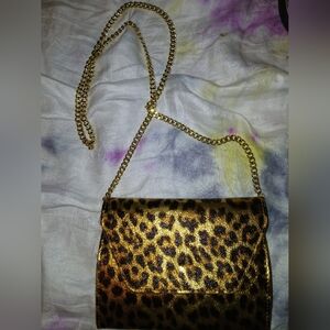 Leopard Print Gold Chain Women's Bag